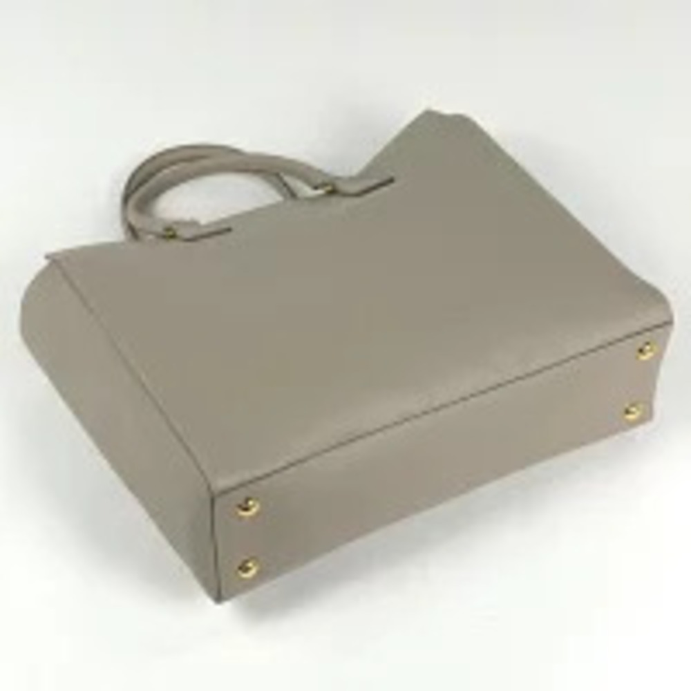 Prada Leather Tote Saffiano Bag Plate Gray